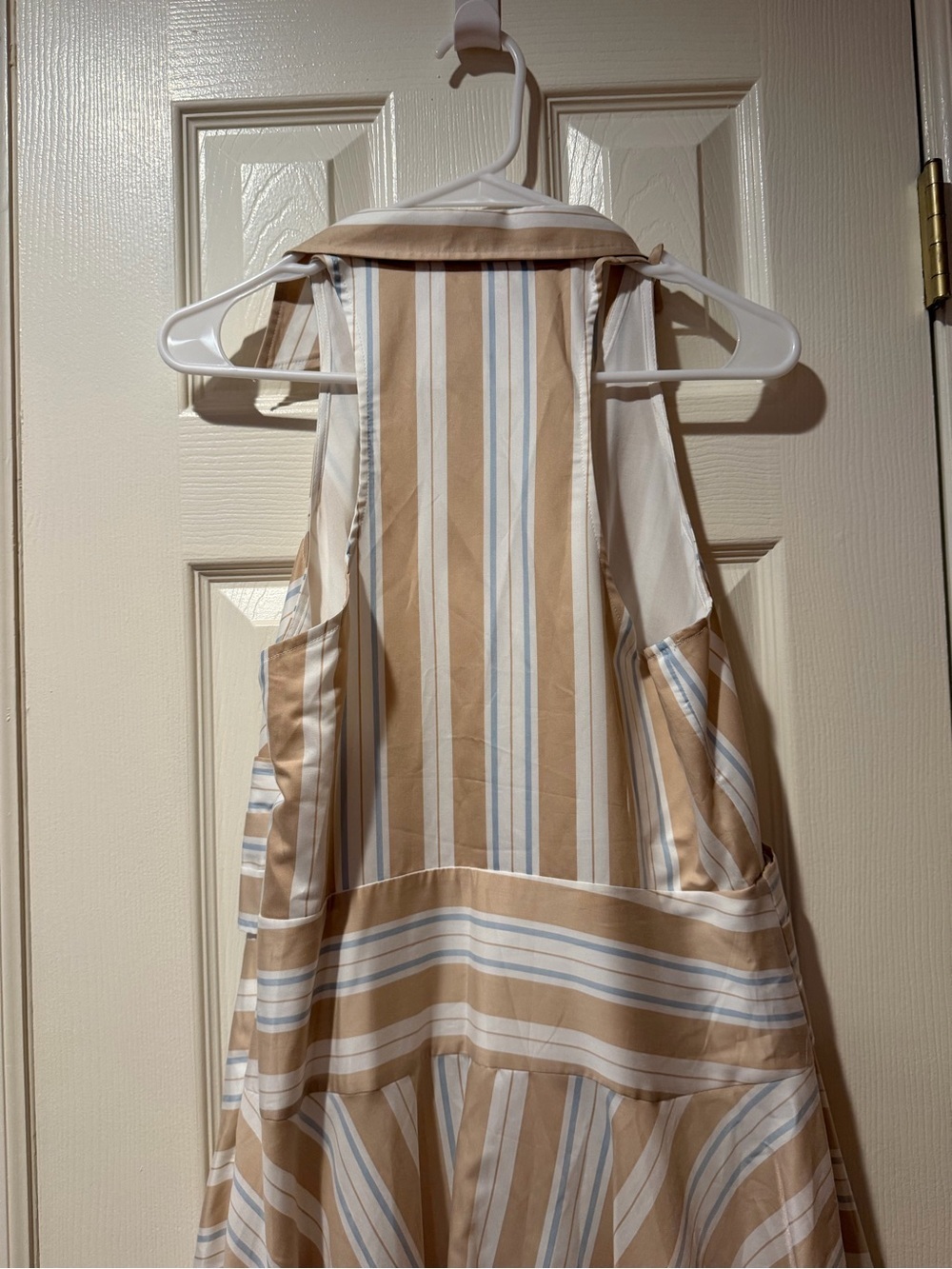 Beige and White Striped Halter Dress - Picture 5 of 5